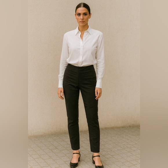 Sarah Pacini Pants - Sarah Pacini Linen Trousers Stretch Midnight Black Classic Neutral Size 2 M​
